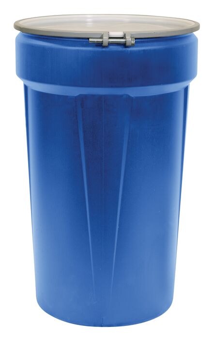 55 Gallon, Metal Bolt Ring, Lab Pack Open Head Plastic Barrel Drum, Blue - 1655MBBR