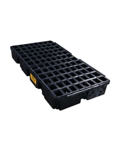 2 Drum, 30 Gallon Sump Capacity, Modular Spill Containment Platform with Drain, Black - 1632BD 2 Drum, 30 Gallon Sump Capacity, Modular Spill Containment Platform with Drain, Black - 1632BD
