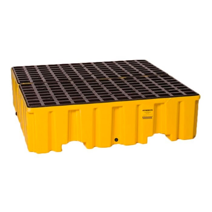 4 Drum Plastic Pallet, Large Capacity, Yellow- 1640