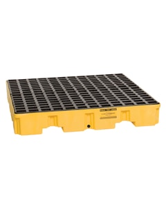 4 Drum Plastic Pallet With Drain, Yellow - 1645 4 Drum Plastic Pallet With Drain, Yellow - 1645
