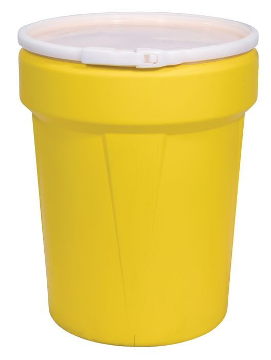 40 Gallon, Plastic Lever-Lock, Lab Pack Plastic Barrel Drum, Yellow - 1651