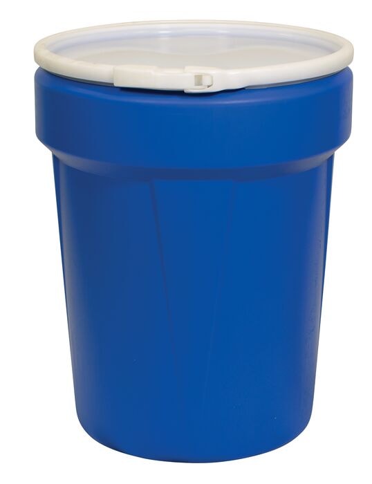 40 Gallon, Plastic Lever-Lock, Lab Pack Plastic Barrel Drum, Blue - 1651B