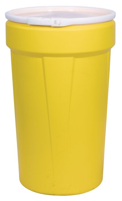 55 Gallon, Plastic Lever-Lock, Lab Pack Open Head Plastic Barrel Drum, Yellow - 1655