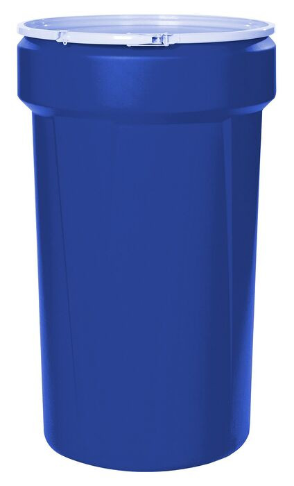 55 Gallon, Plastic Lever-Lock, Open Head Lab Pack Plastic Barrel Drum, Blue - 1655B