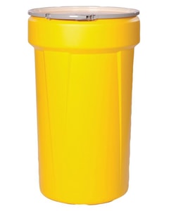 55 Gallon, Metal Lever-Lock, Open Head Lab Pack Plastic Barrel Drum, Yellow - 1655M 55 Gallon, Metal Lever-Lock, Open Head Lab Pack Plastic Barrel Drum, Yellow - 1655M