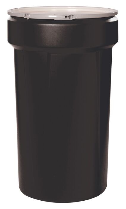 55 Gallon, Metal Lever-Lock, Lab Pack Plastic Barrel Drum, Black - 1655MBLK