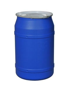55 Gallon, Metal Lever-Lock, Plastic Barrel Drum with 1x2" and 1x3/4" Bung Holes, Blue - 1656MBBG 55 Gallon, Metal Lever-Lock, Plastic Barrel Drum with 1x2" and 1x3/4" Bung Holes, Blue - 1656MBBG
