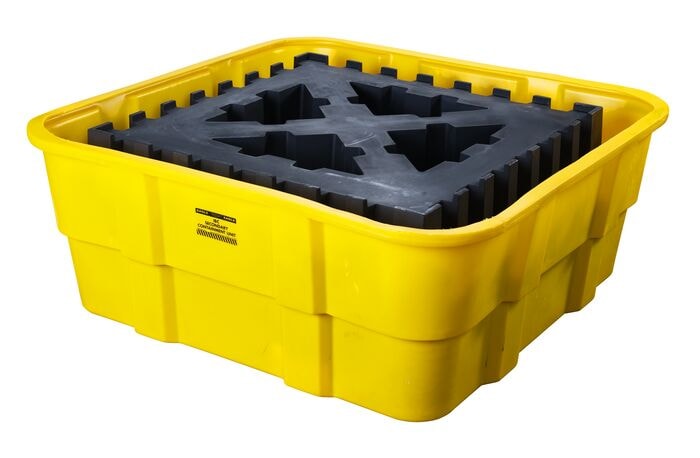 400 Gallon Sump Capacity, IBC Containment Unit with Polyethylene Platform, No Drain, Yellow - 1683