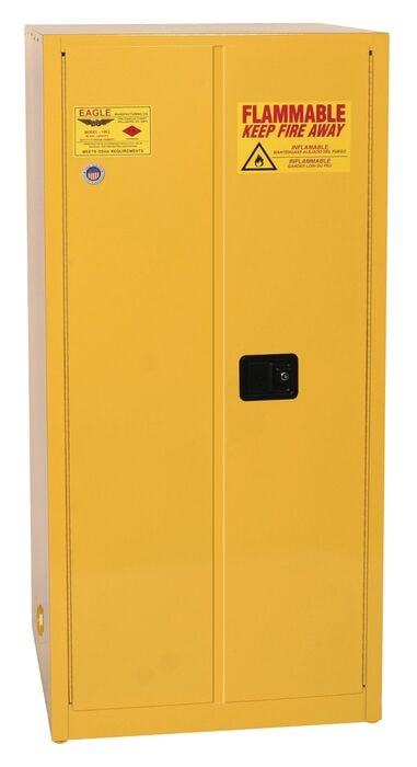 60 Gallon Fire Cabinet, 2 Shelves, 2 Door, Manual Close, Yellow - 1962X