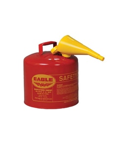 5 Gallon Steel Safety Can for Flammables, Type I, Flame Arrester, Funnel, Red - UI50FS 5 Gallon Steel Safety Can for Flammables, Type I, Flame Arrester, Funnel, Red - UI50FS