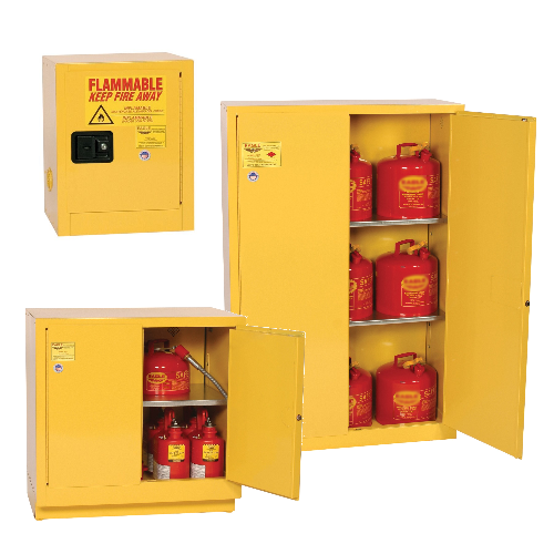 Flammable cabinets are available in many sizes Thress sizes of yellow flammable safety cabinets